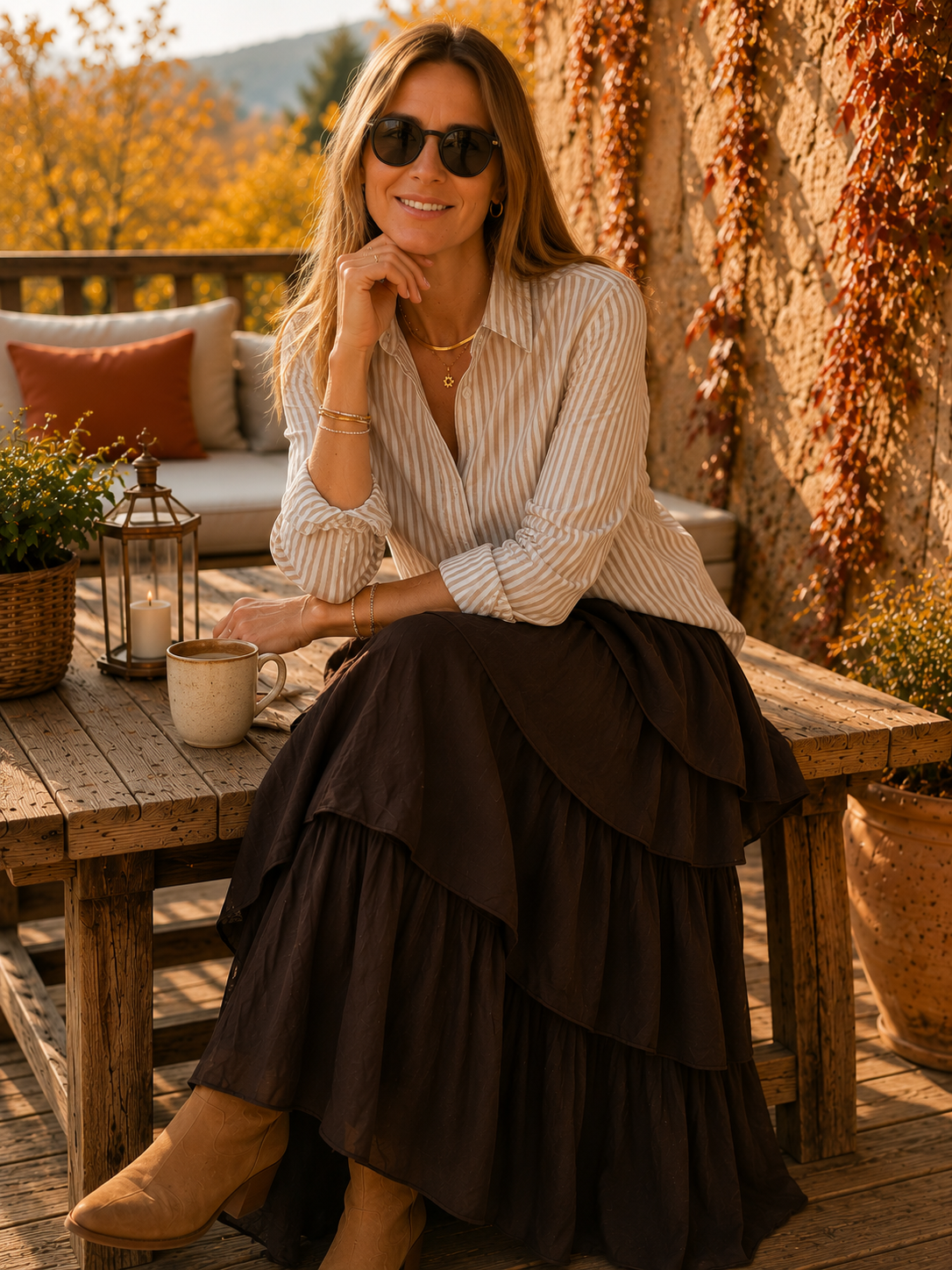 Blusa Nativa Líneas Beige