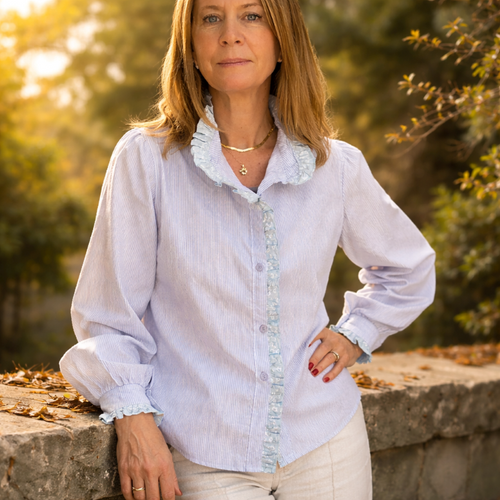 Blusa Carola Celeste Minilíneas II image 0