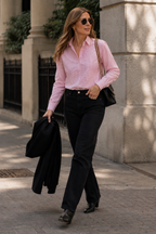 Blusa Nativa Cuadrillé Rosada — Algodón Pima Premium | Carola Montes
