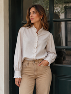 Blusa Carola Cuadrillé Beige