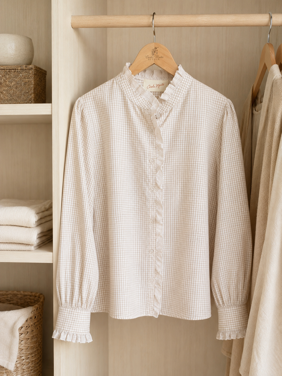 Blusa Carola Cuadrillé Beige
