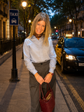 Blusa Nativa Celeste Dénim — Algodón Pima Premium | Carola Montes