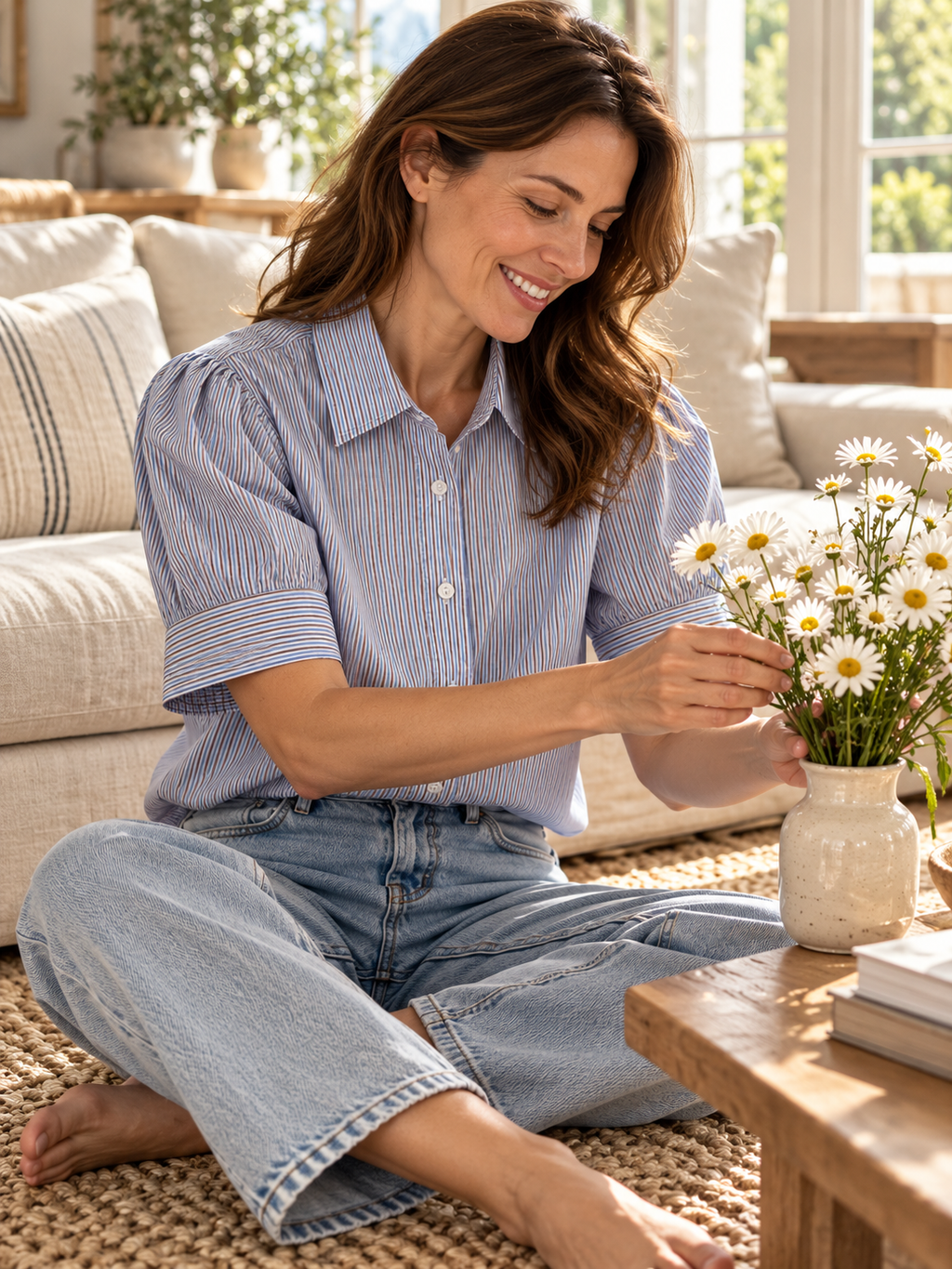 Blusa Esencia Café Celeste