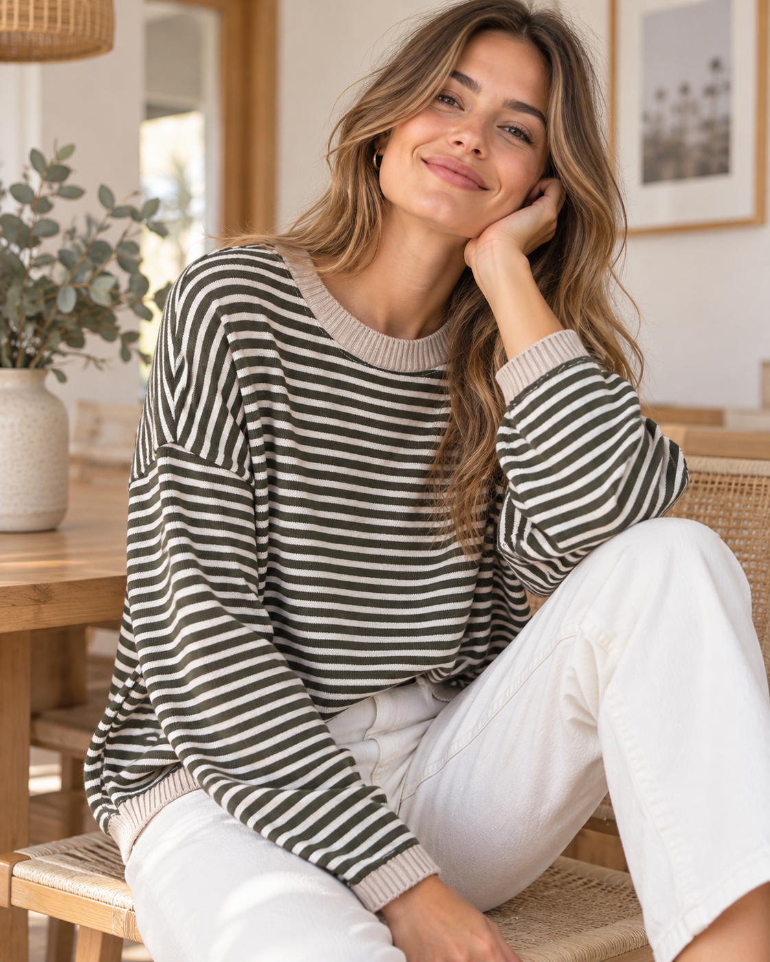 Sweater Líneas (azul, café, verde musgo)