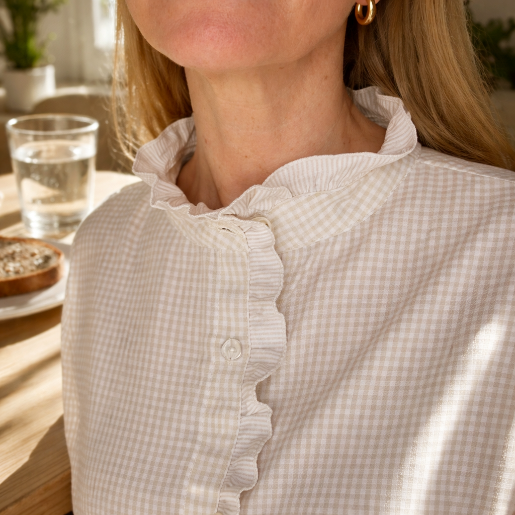 Blusa Carola Cuadrillé Beige