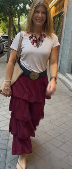Pollera Capas Burdeo