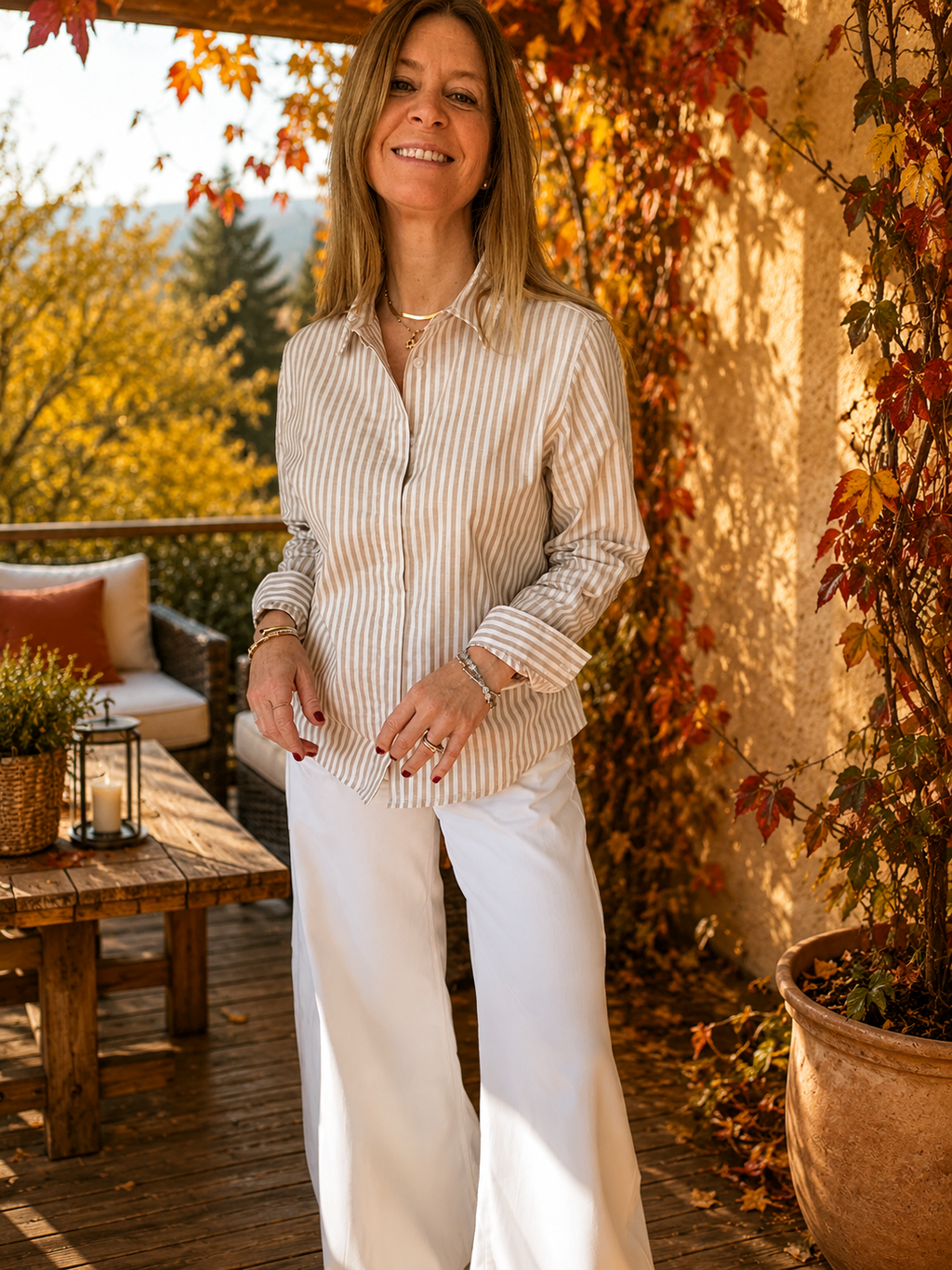 Blusa Nativa Líneas Beige