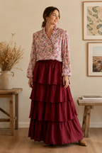 Pollera Capas Burdeo