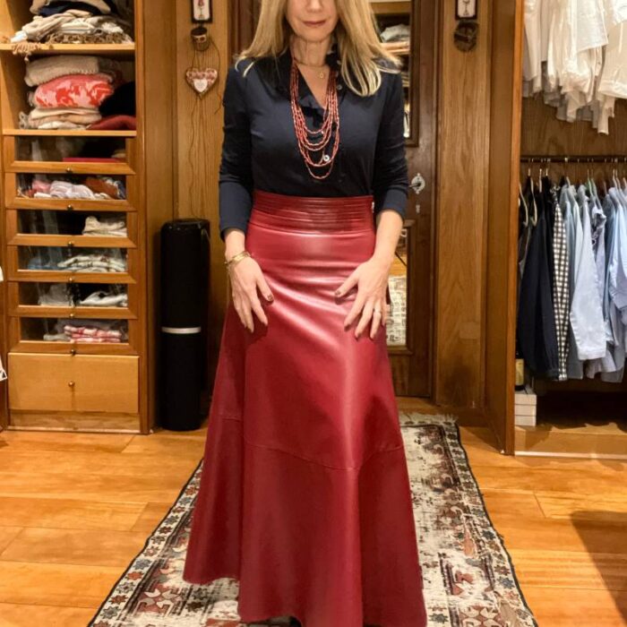 Pollera Ecocuero Rojo/Burdeo