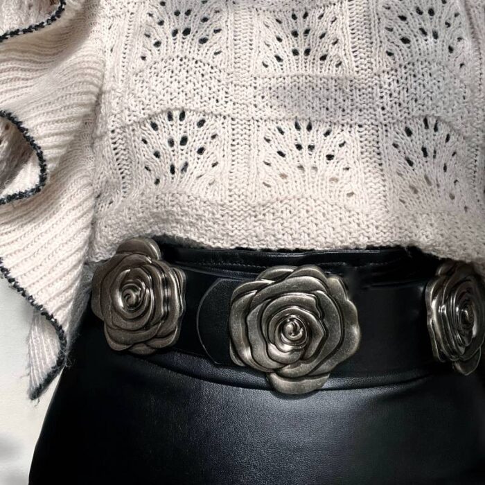 Cinturón Rosas Negro