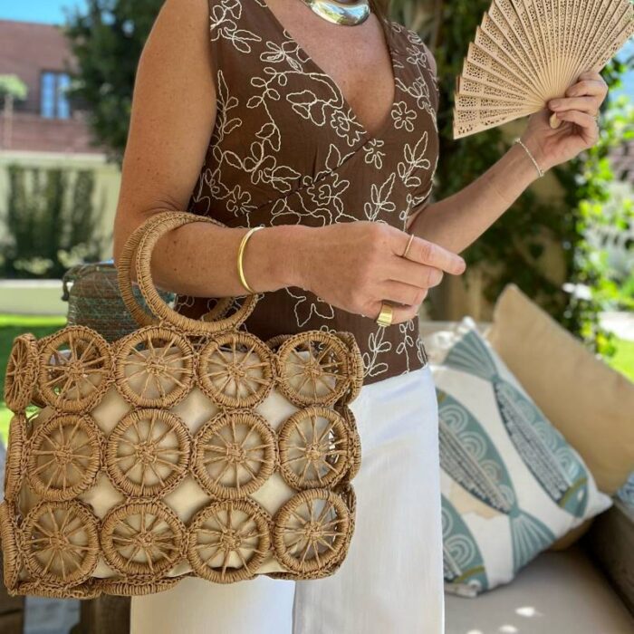Cartera Rafia Círculos